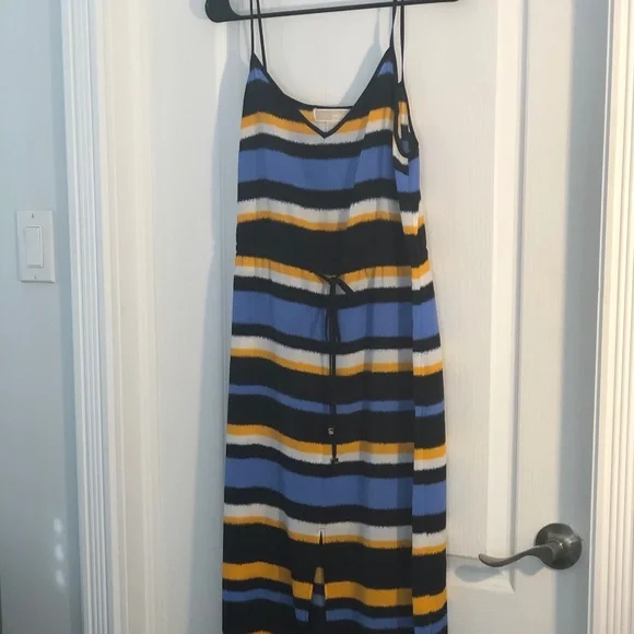 Michael Kors | Dresses | Michael Kors Maxi Striped Blue And Orange  Spaghetti Strap Maxi Dress 7 | Poshmark